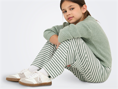 Kids ONLY cloud dancer/hedge green striped trousers